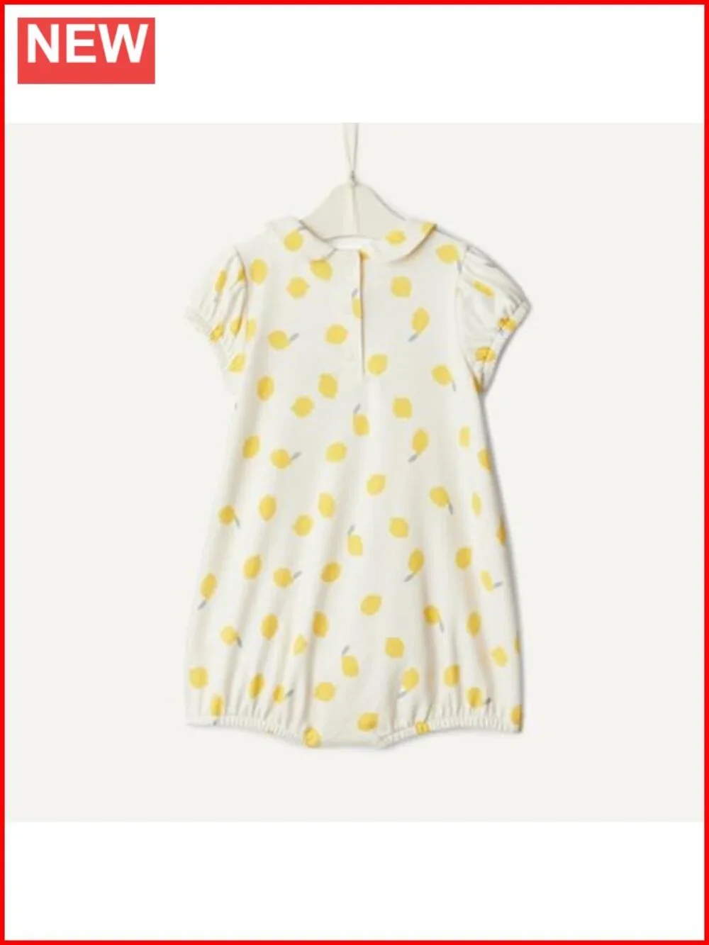 Girls Cotton Short Sleeve Romper 2-Pack Peter Pan Collar Puff Sleeve